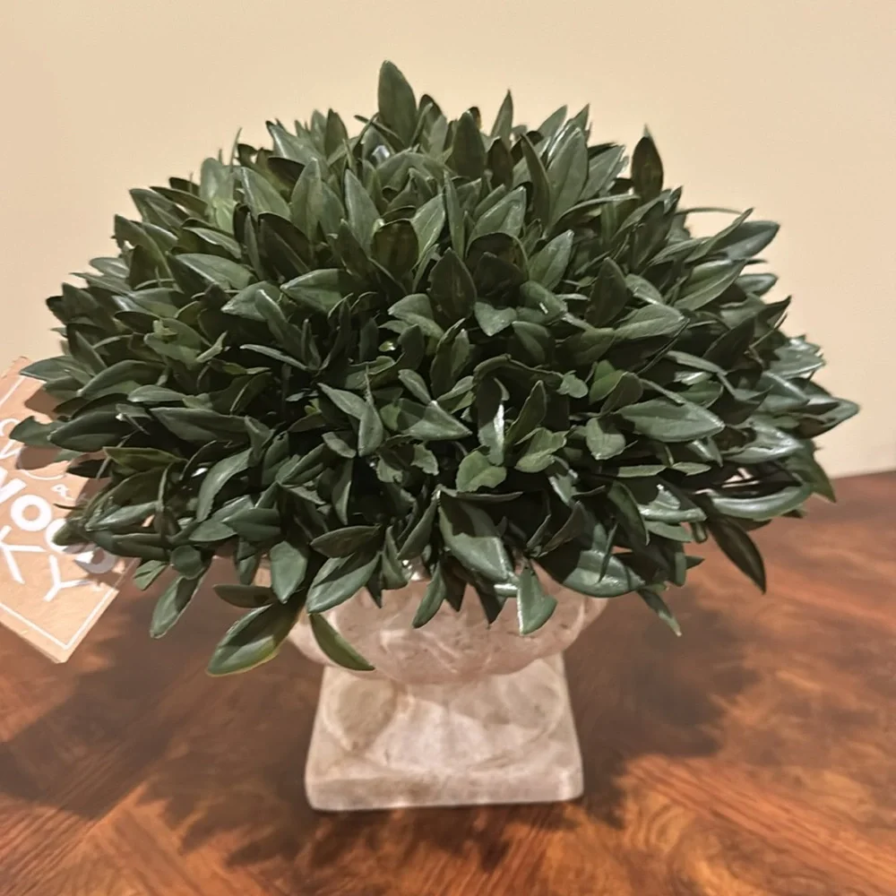 NWT Faux Greenery in Pedestal Vase